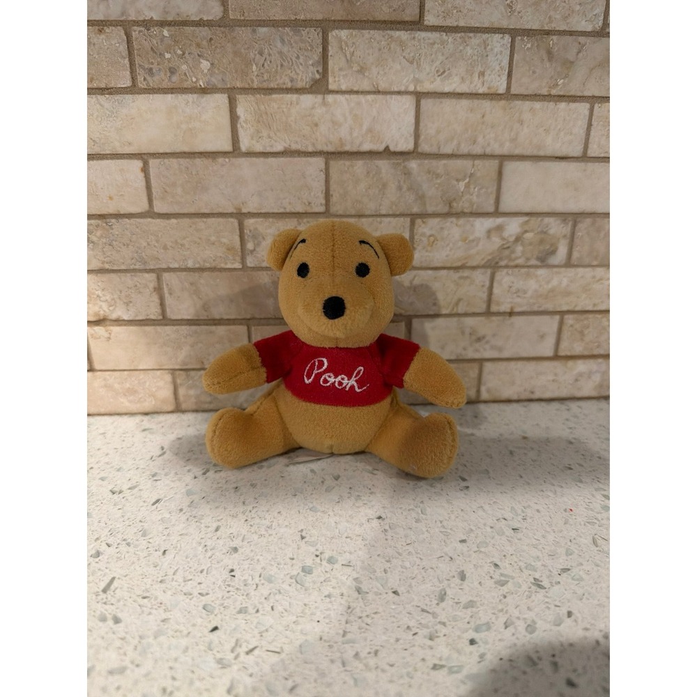 Vintage Disney Winnie the Pooh Plush Bear Red Shirt Sitting Stuffed Animal